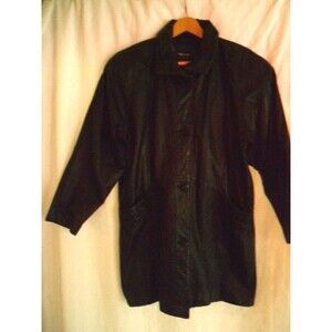 Pelle Leather Coat Black Women's S New York Milano VTG